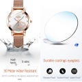 OLEVS Brand Steel Mesh Women Quartz WristWatch  Cheap Prices Low MOQ OEM Logo Watch For Women